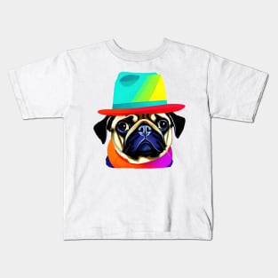 pug with hat Kids T-Shirt